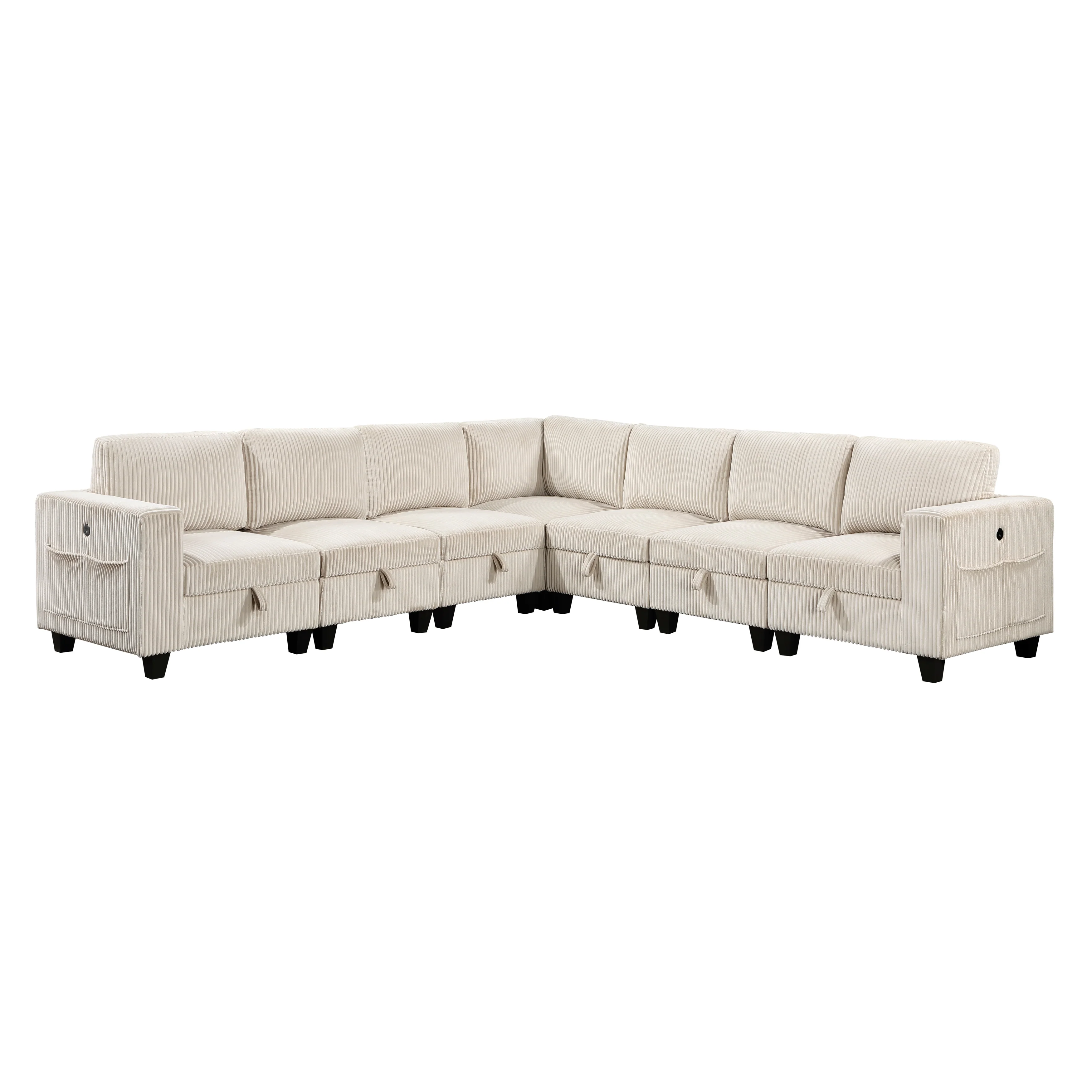 Walterboro 7-piece Sectional With Storage, Storage Pouches And Charging Ports