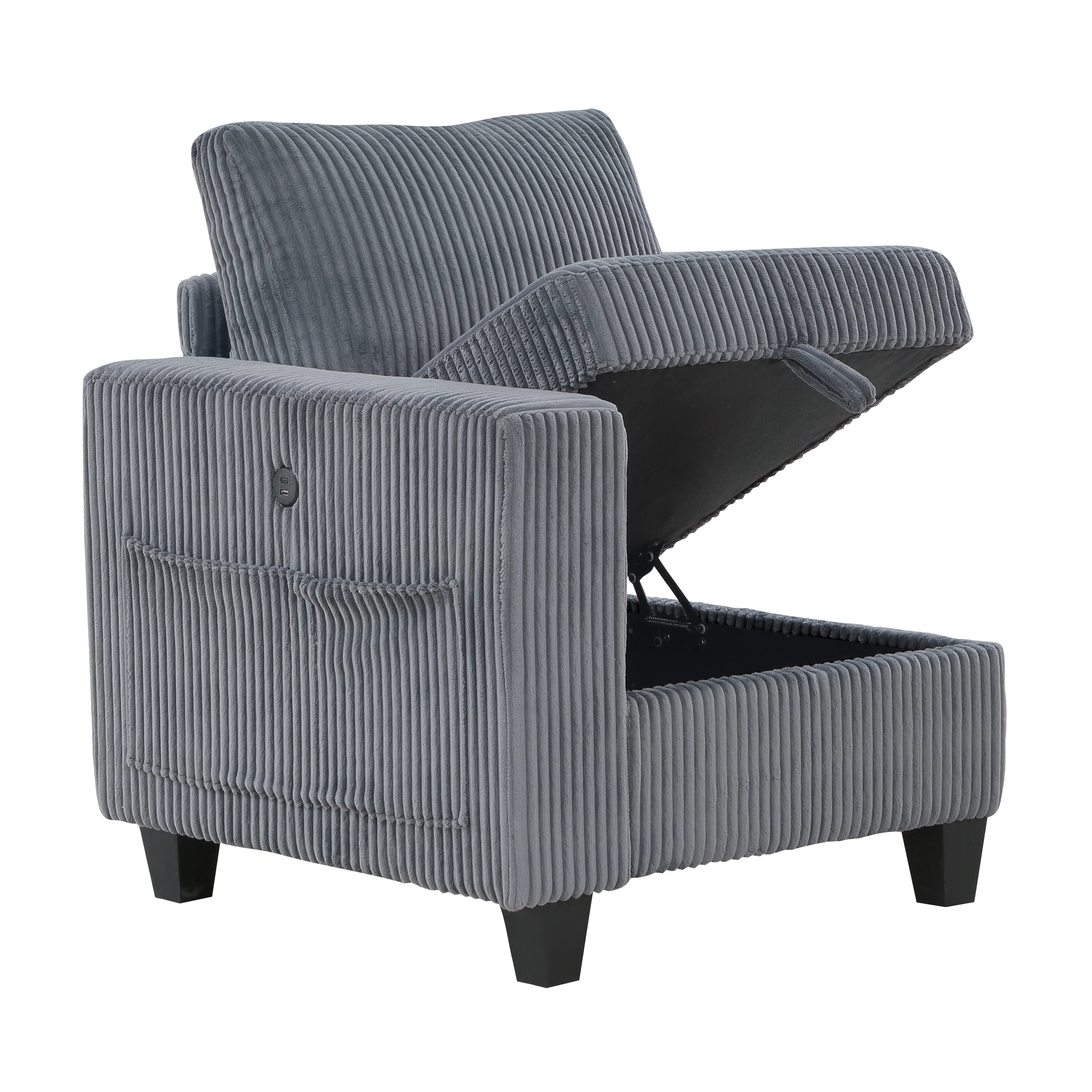 Walterboro Chair With One Arm, Storage, Storage Pouch And Charging Ports - Image 12