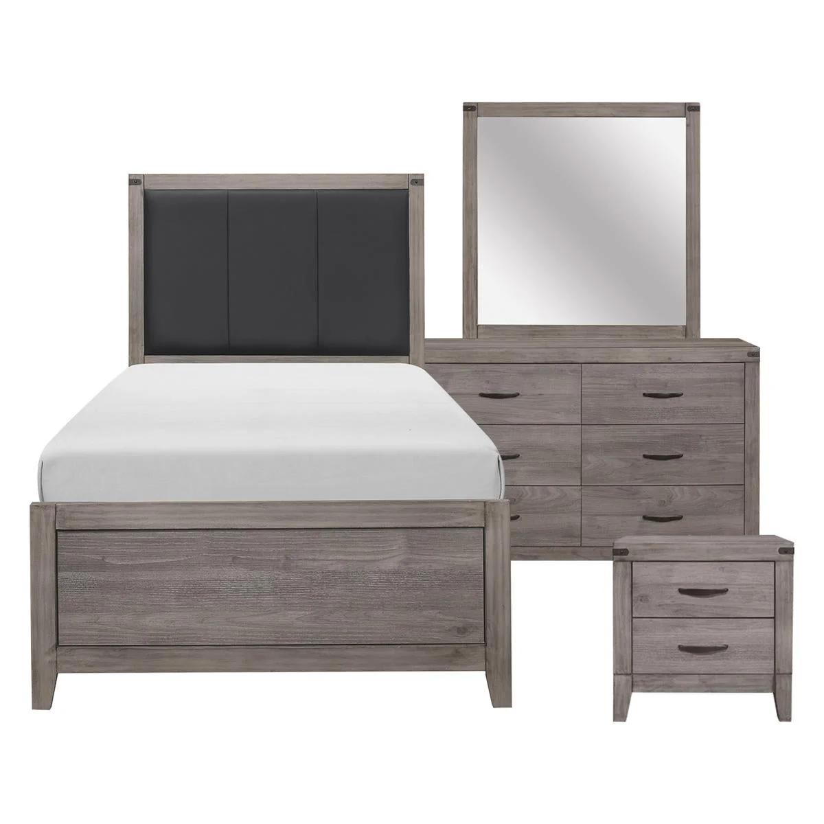 Woodrow Twin Bed Set with Black Wall Panel