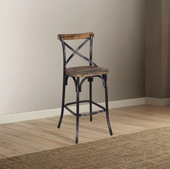 Zaire Antique Black & Antique Oak Bar Chair (1Pc)
